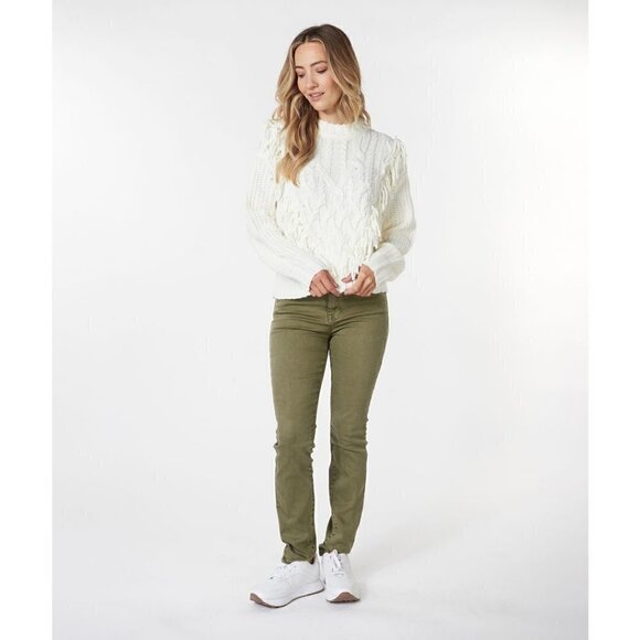 NWT ESQUALO White Fringe Cable Knit Sweater - Picture 4 of 9